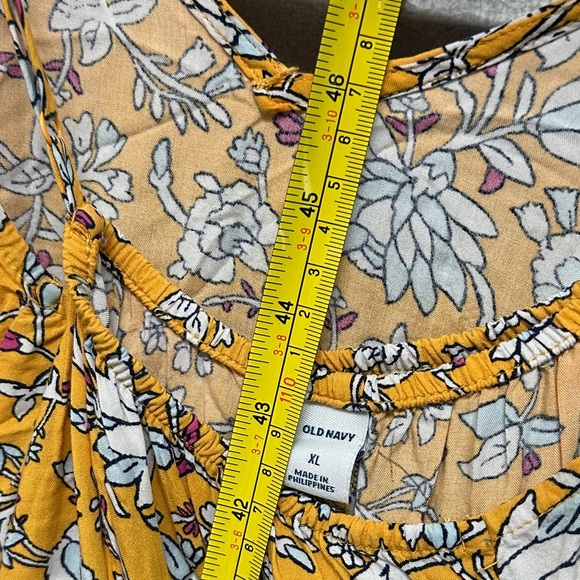 Old Navy Womens Floral Yellow Maxi Dress Cross Back Strappy Summer Boho Artsy - Picture 10 of 10